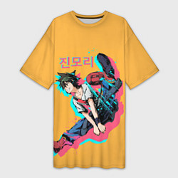 Футболка женская длинная MoRi Jin, цвет: 3D-принт