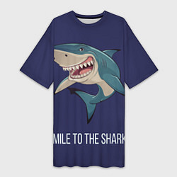 Женская длинная футболка Улыбнись акуле