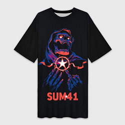 Женская длинная футболка Sum 41 череп