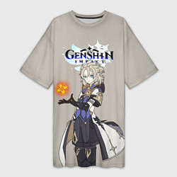 Женская длинная футболка Genshin impactАльбедо