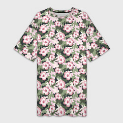 Женская длинная футболка Камуфляж из цветов