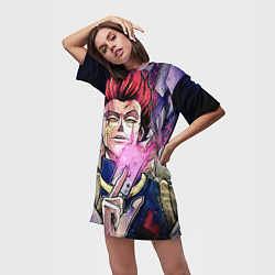 Футболка женская длинная Хисока Hunter x Hunter, цвет: 3D-принт — фото 2