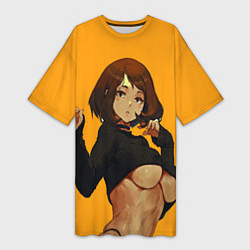 Женская длинная футболка Uraraka Ahegao Урарака