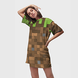 Футболка женская длинная Minecraft камуфляж, цвет: 3D-принт — фото 2