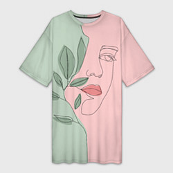 Женская длинная футболка Девушка с листьями