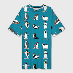 Женская длинная футболка Пингвина на заярдке