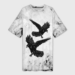 Женская длинная футболка Gothic crows