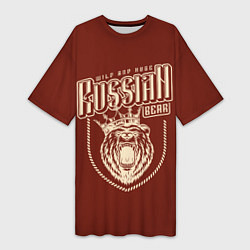 Женская длинная футболка Русский медведь в короне
