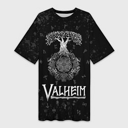 Женская длинная футболка Valheim Руны Иггдрасиль