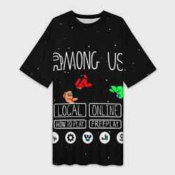 Футболка женская длинная Among Us Главное Меню, цвет: 3D-принт