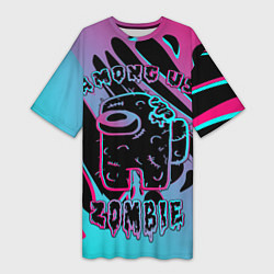 Женская длинная футболка Among Us Neon Zombie