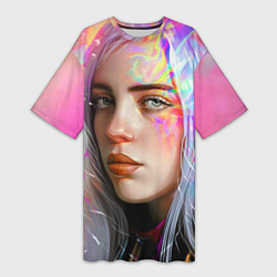 Футболка женская длинная Billie Eilish, цвет: 3D-принт