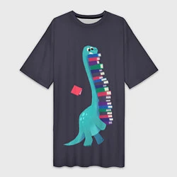 Женская длинная футболка Book Dinosaur