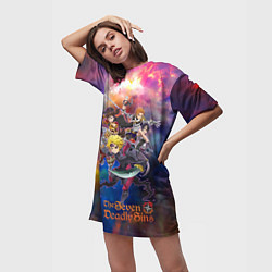 Футболка женская длинная Cемь смертных грехов, цвет: 3D-принт — фото 2