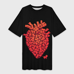 Женская длинная футболка Сердце Из Котиков