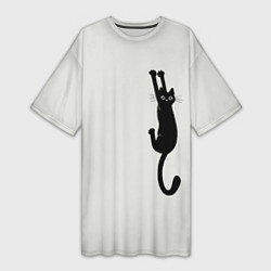 Футболка женская длинная Испуганный кот, цвет: 3D-принт