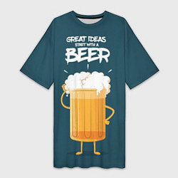 Женская длинная футболка Great Ideas start with a BEER