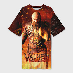 Женская длинная футболка Valheim Викинг в огне