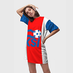 Футболка женская длинная Сборная Исландии, цвет: 3D-принт — фото 2