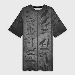 Футболка женская длинная Египетские Иероглифы 3D, цвет: 3D-принт