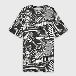 Женская длинная футболка Механика Автомобиль