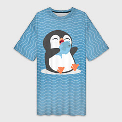 Женская длинная футболка Пингвин
