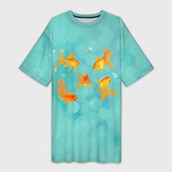 Женская длинная футболка Золотые рыбки