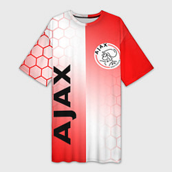 Футболка женская длинная FC AJAX AMSTERDAM ФК АЯКС, цвет: 3D-принт