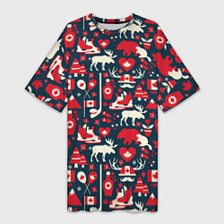 Футболка женская длинная Канада, цвет: 3D-принт