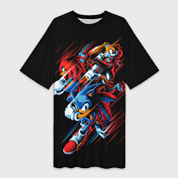 Футболка женская длинная Sonics team, цвет: 3D-принт