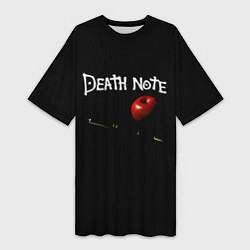 Футболка женская длинная Death Note яблоко и ручка, цвет: 3D-принт