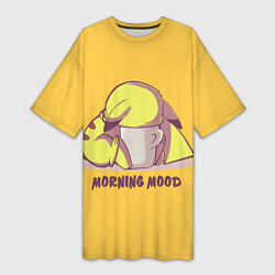 Женская длинная футболка Pikachu morning mood