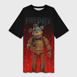 Футболка женская длинная FNAF FREDDY, цвет: 3D-принт