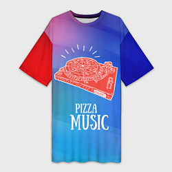 Футболка женская длинная PIZZA MUSIC, цвет: 3D-принт