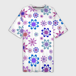 Женская длинная футболка Паттерн цветы