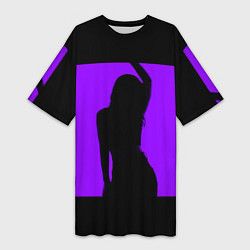 Футболка женская длинная Тень танцующей девушки, цвет: 3D-принт