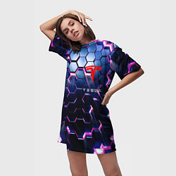 Футболка женская длинная TESLA СОТЫ, цвет: 3D-принт — фото 2