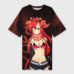 Футболка женская длинная Йоко Литтнер Гуррен Лаганн, цвет: 3D-принт