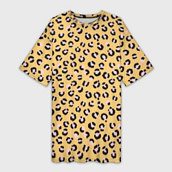 Женская длинная футболка Желтый леопардовый принт