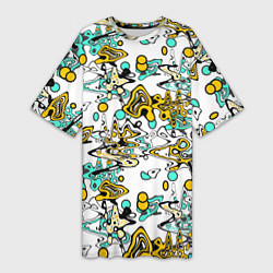 Женская длинная футболка Абстрактный современный узор в стиле граффити