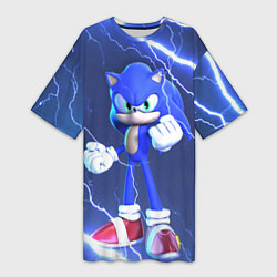Футболка женская длинная SONIC СОНИК СИНИЙ ЁЖ Z, цвет: 3D-принт