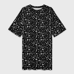 Женская длинная футболка Черно-белый спортивный узор