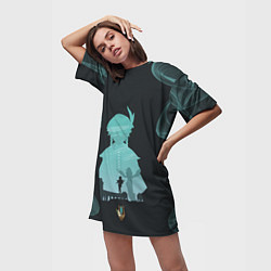 Футболка женская длинная ВЕНТИ VENTI ГЕНШИН, цвет: 3D-принт — фото 2