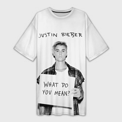 Футболка женская длинная JUSTIN BIEBER, цвет: 3D-принт