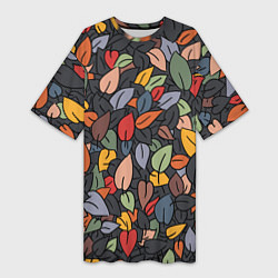 Женская длинная футболка Рисованная Осень