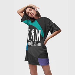 Футболка женская длинная Ким Кардашьян, цвет: 3D-принт — фото 2