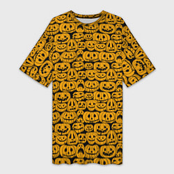 Женская длинная футболка Хэллоуинские Тыквы