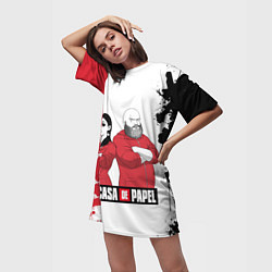 Футболка женская длинная Nairobi Helsinki La Casa de Papel, цвет: 3D-принт — фото 2