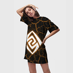 Футболка женская длинная ГЕО GEO СТИХИЯ, цвет: 3D-принт — фото 2