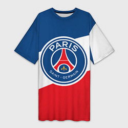 Футболка женская длинная Paris Saint-Germain FC, цвет: 3D-принт
